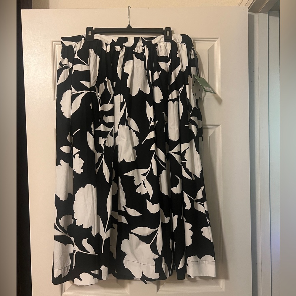 Kate Spade New York x Target Black and White Leaf Print Midi Skirt XXL